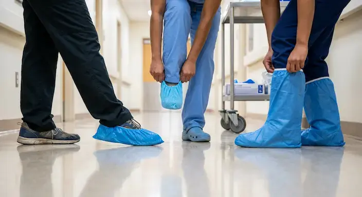 Disposable shoe covers, leg covers, and patient limb protection