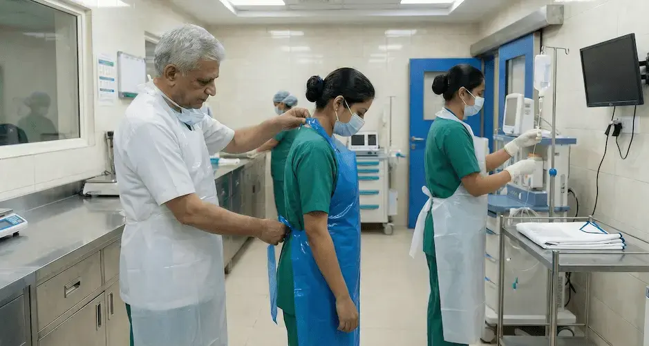 Disposable OR aprons and sterile/non-sterile cleanroom coats